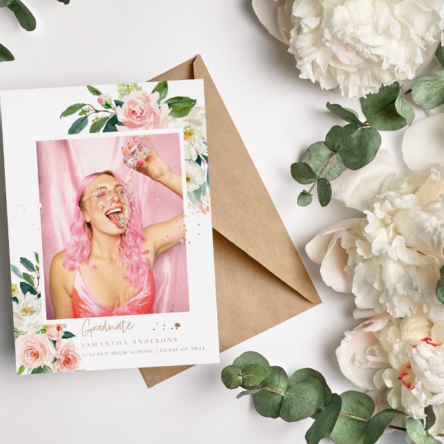 Elegante Rosa Blumenmotive Folieneinladung (Von Creator hochgeladen)