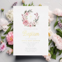 Elegante Rosa Blumenreath Taufe Gold
