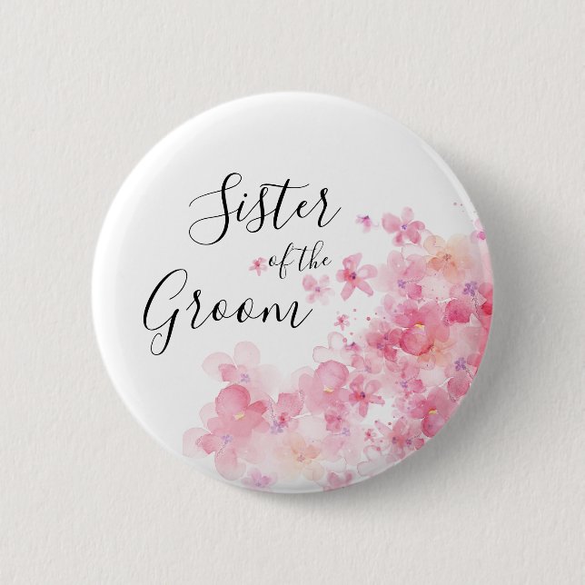 Elegante rosa Blumenschwester des Bräutigams Button (Vorderseite)