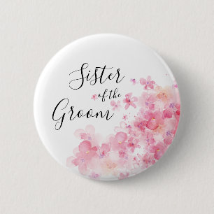 Elegante rosa Blumenschwester des Bräutigams Button