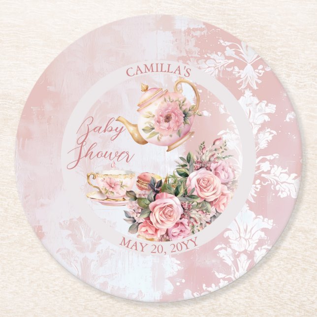 Elegante Rosa Blumenstrauß Teatro Sociale Bellinzo Runder Pappuntersetzer (Vorderseite)