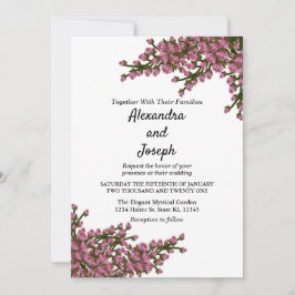 Elegante rosa Blumenwasser Botanische Hochzeit Ankündigung