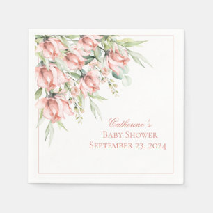Elegante rosa Blumenwasser-Farb-Babydusche Serviette