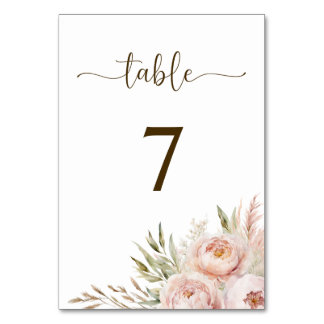 Elegante Rosa Blumenzettel Tischnummer