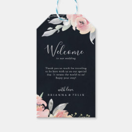 Elegante rosa Blush Bloral Wedding Begrüßungsgesch Geschenkanhänger