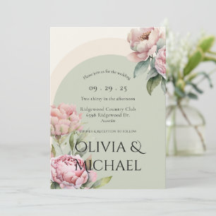 Elegante Rosa Blush Bloral Wedding Einladung