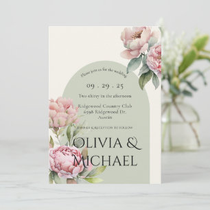 Elegante Rosa Blush Bloral Wedding Einladung