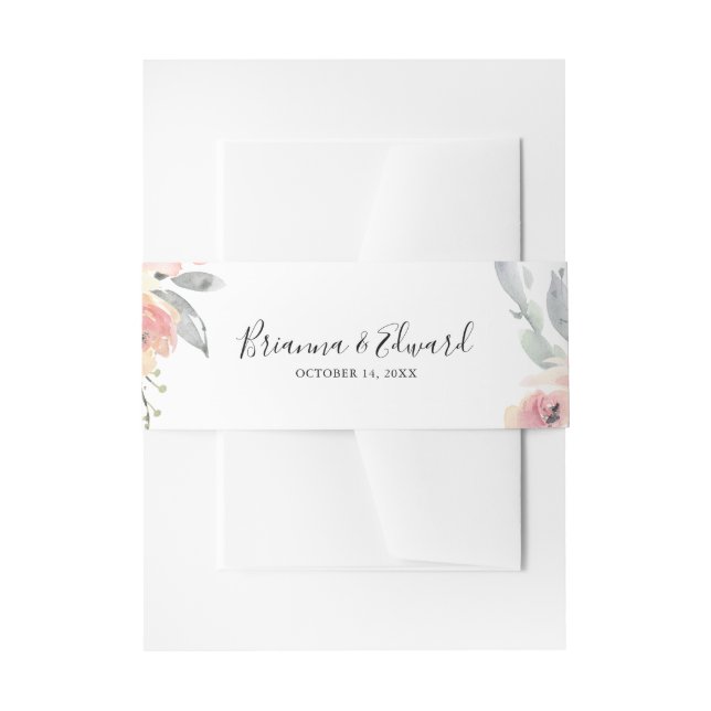 Elegante Rosa Blush Bloral Wedding Einladung Einladungsbanderole (Vorderseite Beispiel)