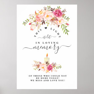 Elegante rosa Blush Blumen In Loving Memory Schild