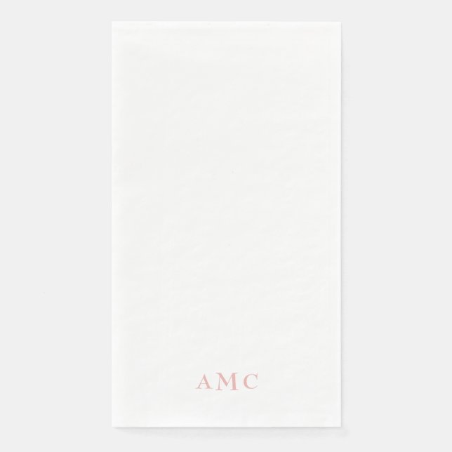Elegante Rosa/Blush Monogramm Hochzeit Serviette (Vorderseite)