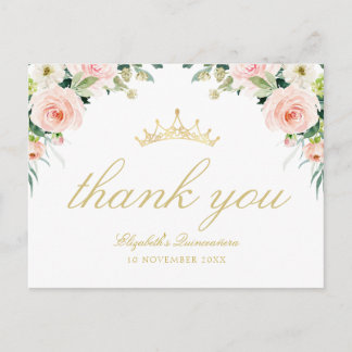 elegante rosa blush quinceanera Dank Karte