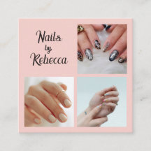 Elegante Rosa-Blush-Schwarz-Schrift 3 Foto-Nägel