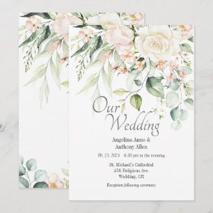 Elegante Rosa Blush Wasserfarben Blumenzehen Einladung