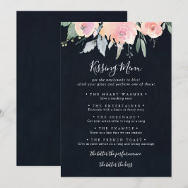 Elegante Rosa Blush Wedding Kissing Menu Game Card