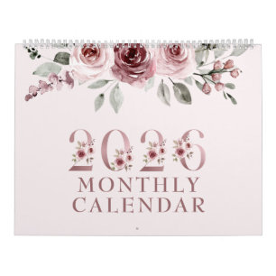 Elegante Rosa Blushrose 2026 Kalender