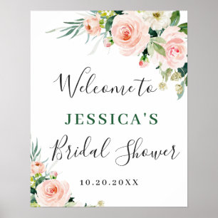 Elegante rosa Blüten Boho Brautparty Poster