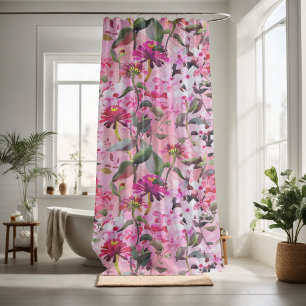 Elegante rosa Blüten-Dekoration Duschvorhang