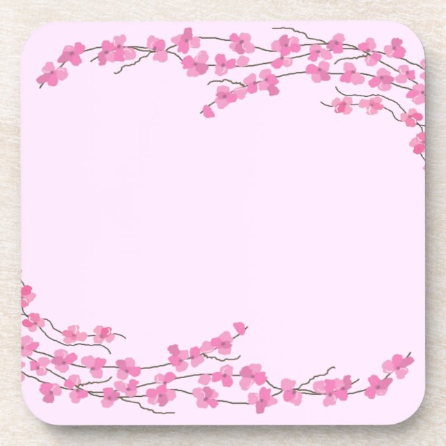 Elegante rosa Blüten Untersetzer (Vorderseite)