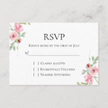 Elegante Rosa Blütenhochzeit RSVP Karte