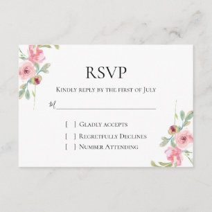 Elegante Rosa Blütenhochzeit RSVP Karte