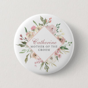 Elegante Rosa Blütenmutter am Boden Button
