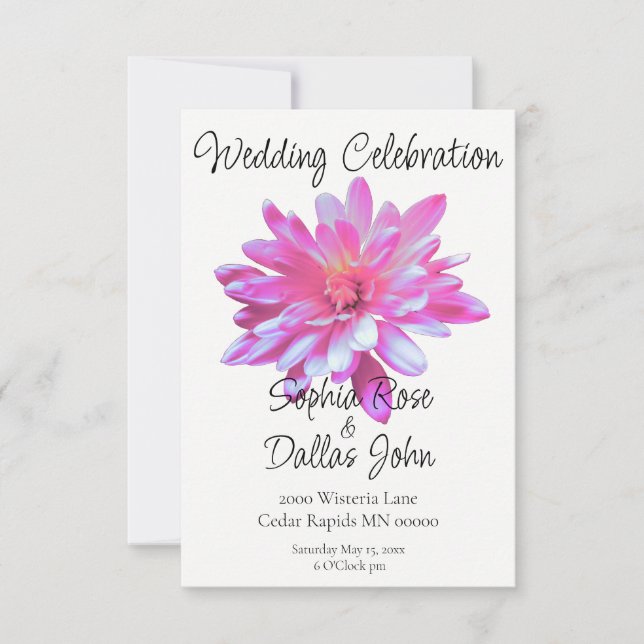 Elegante Rosa blütenrosa Blume Einladung (Vorderseite)