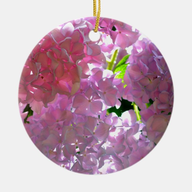 Elegante Rosa Boho Blumen Blume Hydrangeas Keramik Ornament (Vorne)