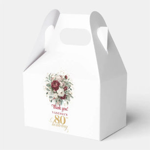 Elegante Rosa-Bordeaux Geschenkbox zum 80. Geburts Geschenkschachtel