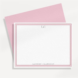 Elegante rosa Border Monogram Stationery Note Card Einladung