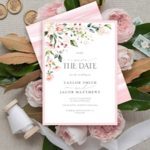 Elegante rosa botanische Wasserfarbe Save-the-Date Save The Date