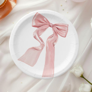 Elegante rosa Bow Coquette Paper-Teller Pappteller