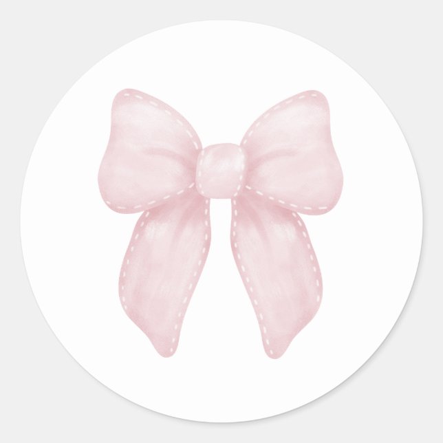 Elegante Rosa Bow Girl Runder Aufkleber (Vorderseite)