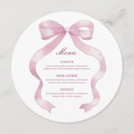 Elegante Rosa Bow Round Menükarte