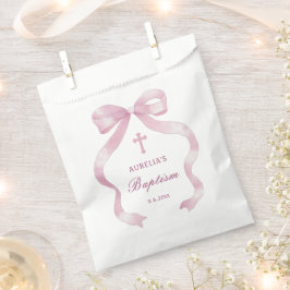 Elegante rosa Bow-Taufe Geschenktütchen