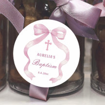 Elegante rosa Bow-Taufe