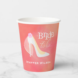 Elegante rosa Braut zum Hochzeitsfest Brautparty Pappbecher