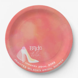 Elegante rosa Braut zum Hochzeitsfest Brautparty Pappteller