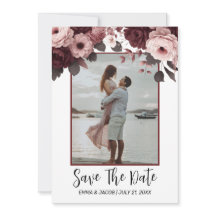 Elegante Rosa Burgund Rose Save the Date