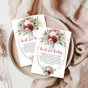 Elegante Rosa-Burgunder-Weiß-Buch für Baby Begleitkarte