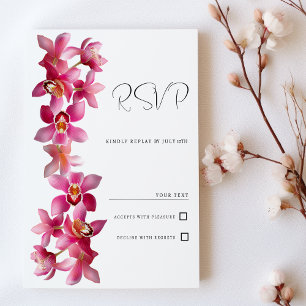 Elegante rosa-burgunderrote Orchideen Blumen RSVP Einladung