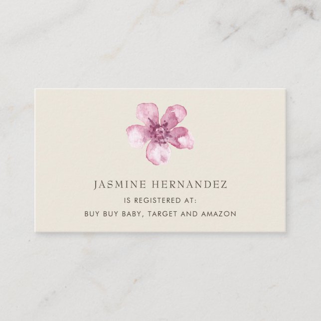 Elegante rosa Cherry Blossom Gift Registry Begleitkarte (Vorderseite)