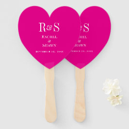 Elegante Rosa Chic Moderne Monogram Wedding Fächer