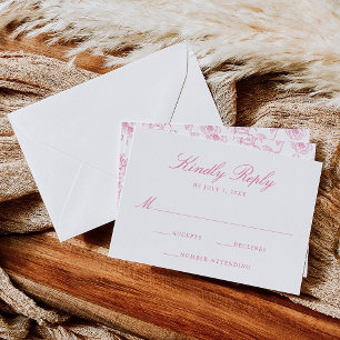 Elegante Rosa Chinoiserie Viktorianische Blumenhoc RSVP Karte
