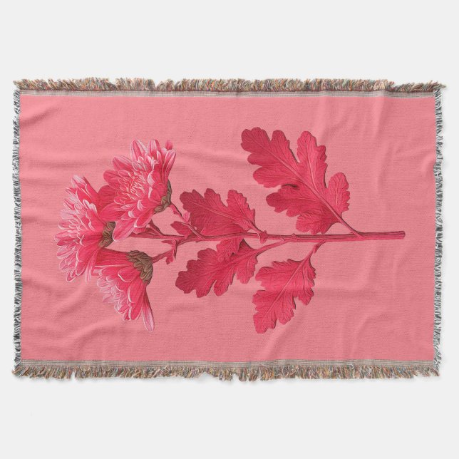 Elegante rosa Chrysantheme Decke (Vorderseite)