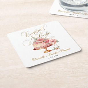Elegante rosa Cocktails und Torte Brautparty Rechteckiger Pappuntersetzer