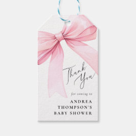 Elegante rosa Coquette Bow Baby Dusche Vielen Dank Geschenkanhänger