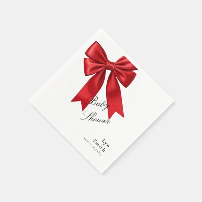 Elegante Rosa Coquette Bow Baby Shower Girl Napkin Serviette (Ecke)