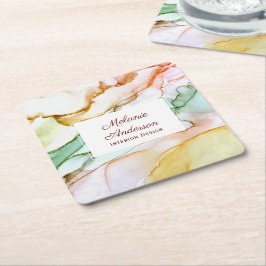 Elegante Rosa Creme Grüne Pastellfarbe Rechteckiger Pappuntersetzer