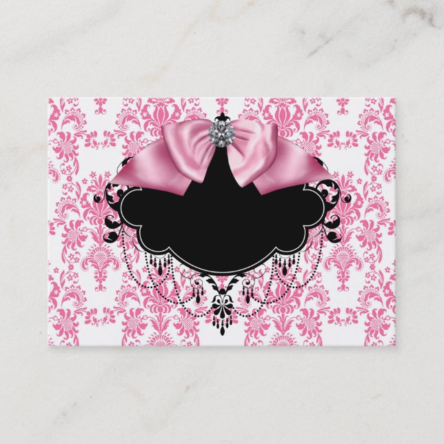 Elegante rosa Damask Business Card Visitenkarte (Vorderseite)