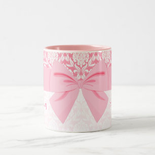 Elegante Rosa Damaskus Wrap Bow Personalisiert Zweifarbige Tasse